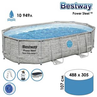 Бассейн каркасный Bestway Power Steel 488 x 305 x 107 см (56946)