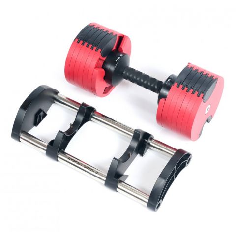 Гантель регулируемая StrongPeople 24 кг (красная, шаг 2 кг)