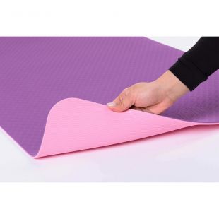 Коврик для йоги и фитнеса PROFI-FIT, 6 мм, ПРОФ (фиолетовый-розовый)