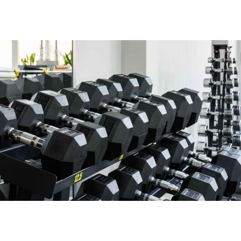 Гантель гексагональная обрезиненная PROFI-FIT 5 кг